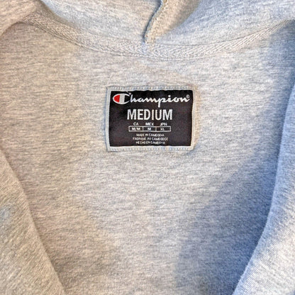 VTG Champion Sherpa Hoodie Sweatshirt Men's Size Medium Big Logo Fleece Tan EUC